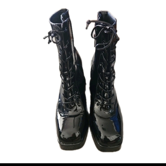 Sam Edelman Circus Womens Black Patent Leather Kia Gothic Punk Platform Boots 11 - Picture 3 of 16